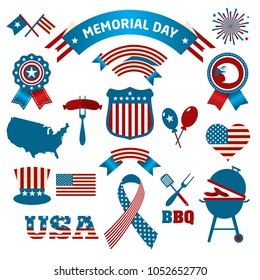 Fourth of July Party and memorial day icons.