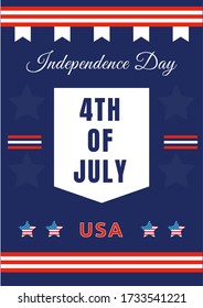 Fourth of July poster flat vector template. American Independence Day. US freedom and liberty. Brochure, booklet one page concept design. United States national holiday event flyer, leaflet