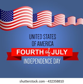 Fourth of July poster. Independence Day USA. Fourth of July card with American flag