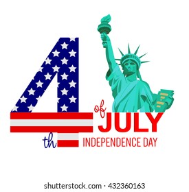 Fourth of July poster. Independence Day USA. Fourth of July card with American flag