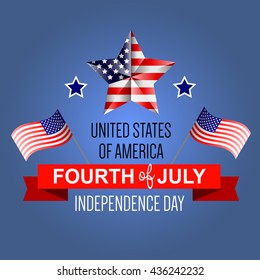 Fourth of July poster. Independence Day USA. Fourth of July card with USA flag