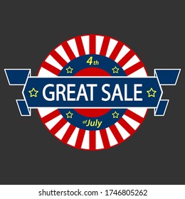 Fourth of July promotion badge. Perfect for American, event, celebration, holiday, sale, poster, sticker, etc.
