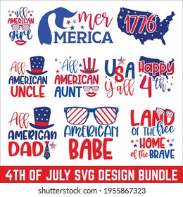 Fourth of July quotes design SVG craft Bundle Cut Files for Cutting Machines like Cricut and Silhouette