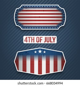 Fourth of July realistic vector Labels