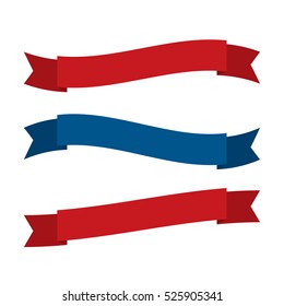 Fourth Of July Ribbons, Shields, Labels And Banners. Collection of July fourth ribbons shield and other badges with banners, labels, ribbons for fourth of july holidays patriotic red and blue event.