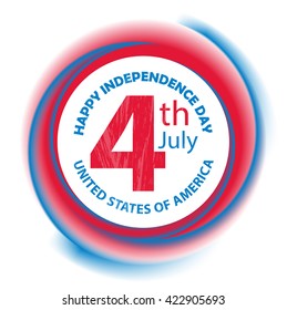 Fourth of July, round USA Independence Day sign or symbol, vector illustration