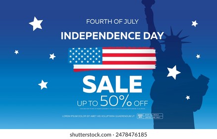 Fourth of July sale banner vector illustration