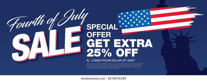 Fourth of July sale banner vector illustration