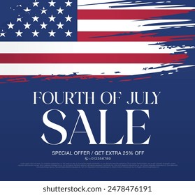 Fourth of July sale banner vector illustration