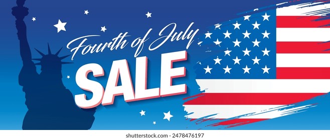 Fourth of July sale banner vector illustration