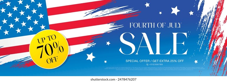 Fourth of July sale banner vector illustration