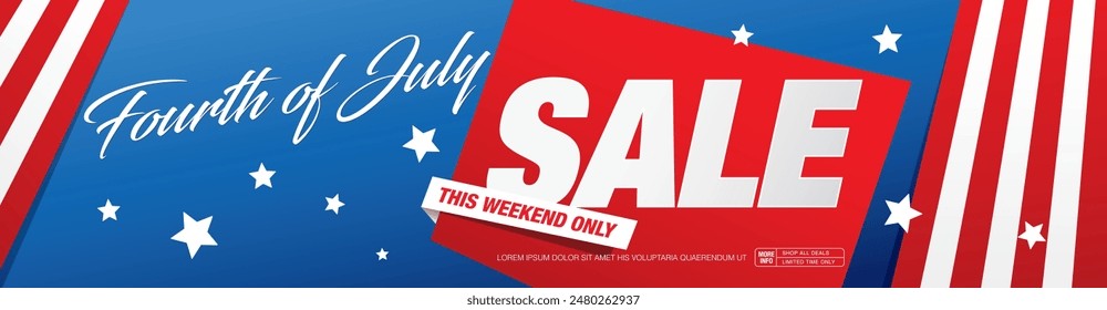 Fourth of July sale banner vector illustration