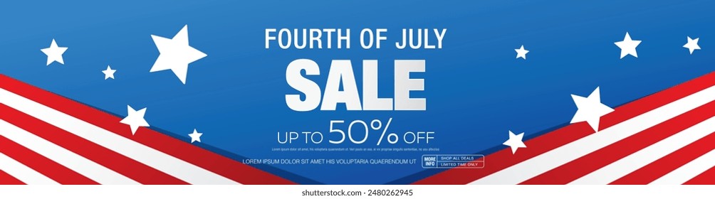 Fourth of July sale banner vector illustration