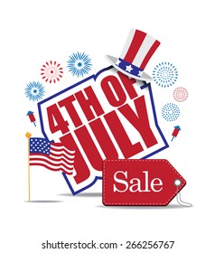 Fourth of July Sale icon EPS 10 vector royalty free stock illustration for greeting card, ad, promotion, poster, flier, blog, article, ad, marketing, retail shop, brochure, signage