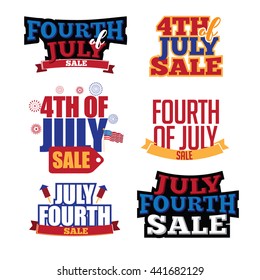 Fourth of july sale type design collection. EPS 10 vector.