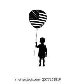 Fourth July Silhouette Balloon Illustration.