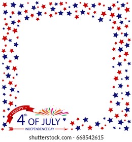 Fourth of July, stars frame design of USA Independence day vector