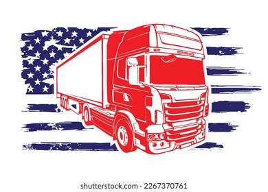 Fourth Of July Truck Flag Design