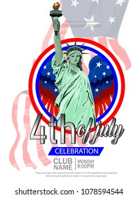 Fourth of July, United Stated independence day greeting. July 4th typographic design.