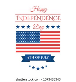 Fourth of July, United Stated independence day greeting. July 4th typographic design