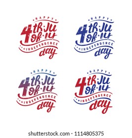 Fourth of July, United Stated independence day emblems set. Vector illustration. For invitation, card, poster, banner, social media.