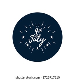 Fourth of July, United Stated independence day concept, July 4th typographic design with decorative stars over white background, block silhouette design, vector illustration
