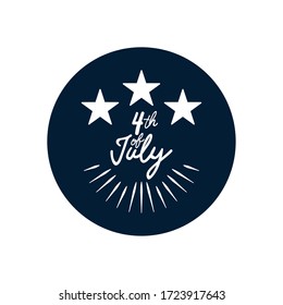 Fourth of July, United Stated independence day concept, July 4th typographic design with decorative stars around over white background, block silhouette design, vector illustration