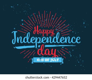 Fourth of July, United Stated independence day greeting. July 4th typographic design. Usable for greeting cards, banners, print.