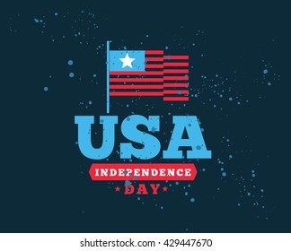 Fourth of July, United Stated independence day greeting. July 4th typographic design. Usable for greeting cards, banners, print.