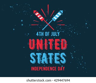 Fourth of July, United Stated independence day greeting. July 4th typographic design. Usable for greeting cards, banners, print.