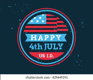 Fourth of July, United Stated independence day greeting. July 4th typographic design. Usable for greeting cards, banners, print.