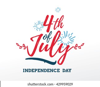 Fourth of July, United Stated independence day greeting. 4th july. Typographic design. Usable for greeting cards, banners.