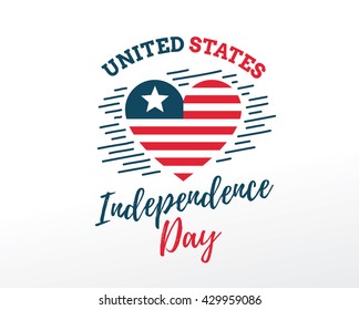 Fourth of July, United Stated independence day greeting. 4th july. Typographic design. Usable for greeting cards, banners.