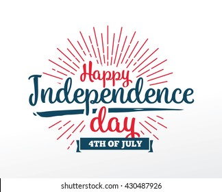 Fourth of July, United Stated independence day greeting. 4th july. Typographic design. Usable for greeting cards, banners.