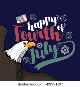Fourth of July, United Stated independence day eagle and typography design. EPS 10 vector.