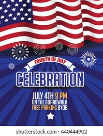 Fourth of July, United Stated independence day celebration  template. EPS 10 vector.