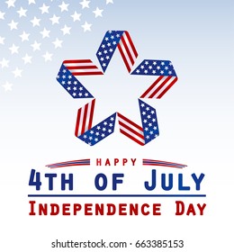 Fourth of July, United Stated independence day greeting. July 4th design. Usable for greeting cards, cover paper notes. 