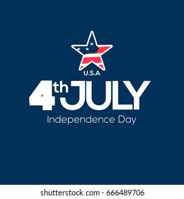 Fourth of July, United Stated independence day greeting. July 4th typographic design. Usable for greeting cards, banners, print.