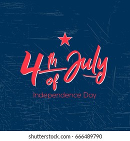 Fourth of July, United Stated independence day greeting. July 4th typographic design. Usable for greeting cards, banners, print.