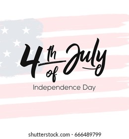 Fourth of July, United Stated independence day greeting. July 4th typographic design. Usable for greeting cards, banners, print.