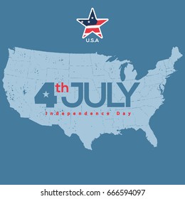 Fourth of July, United Stated independence day greeting. July 4th typographic design. Usable for greeting cards, banners, print.