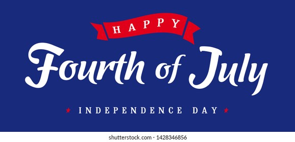 Fourth of July, United States of America Independence Day vintage logo. Calligraphic 4th of July typography design for banner or poster. Vector Illustration