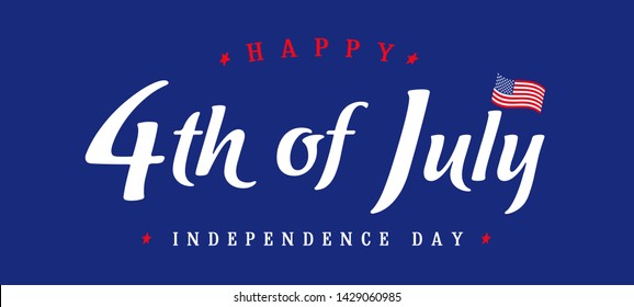 Fourth of July, United States of America Independence Day vintage card. 4th of July logo design for typography banner or poster. Vector calligraphic Illustration