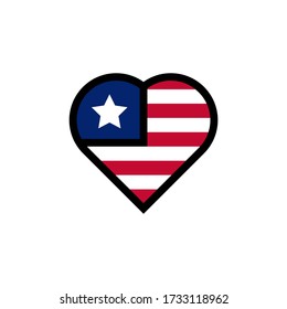 Fourth of July USA Flag in Heart Shape with Texture Vector Illustration