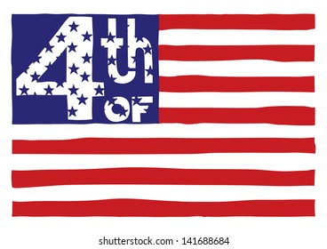Fourth of july USA flag. Vector illustration.