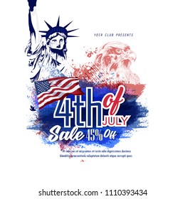 Fourth of July USA Independence day sale banner design template 