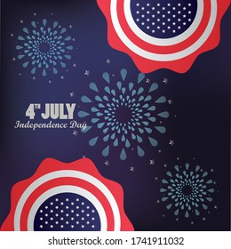 fourth july usa independence day celebration with flag in lace vector illustration design