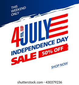Fourth of July USA Independence day sale banner design template vector illustration