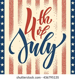 Fourth of July USA Independence Day greeting card. 4 July America celebration wallpaper. Independence national holiday US flag card design.