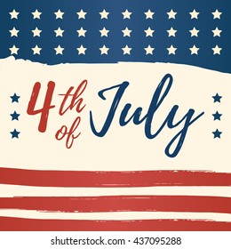 Fourth of July USA Independence Day greeting card. 4 July America celebration wallpaper. Independence national holiday US flag card design.